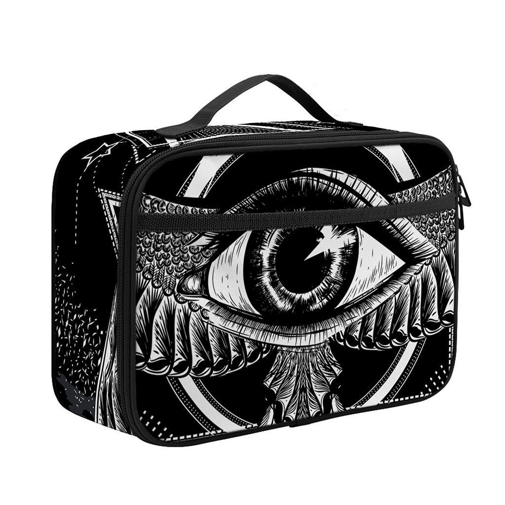 Black And White All Seeing Eye Print Portable Lunch Bag