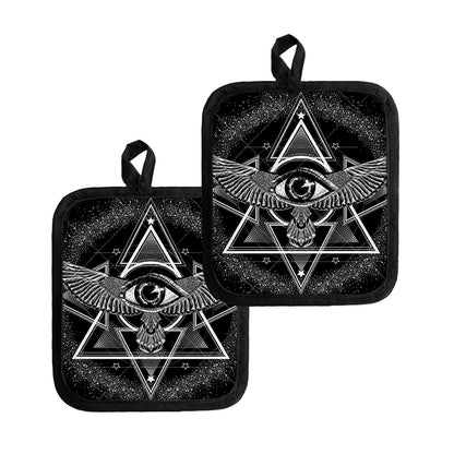 Black And White All Seeing Eye Print Pot Holders