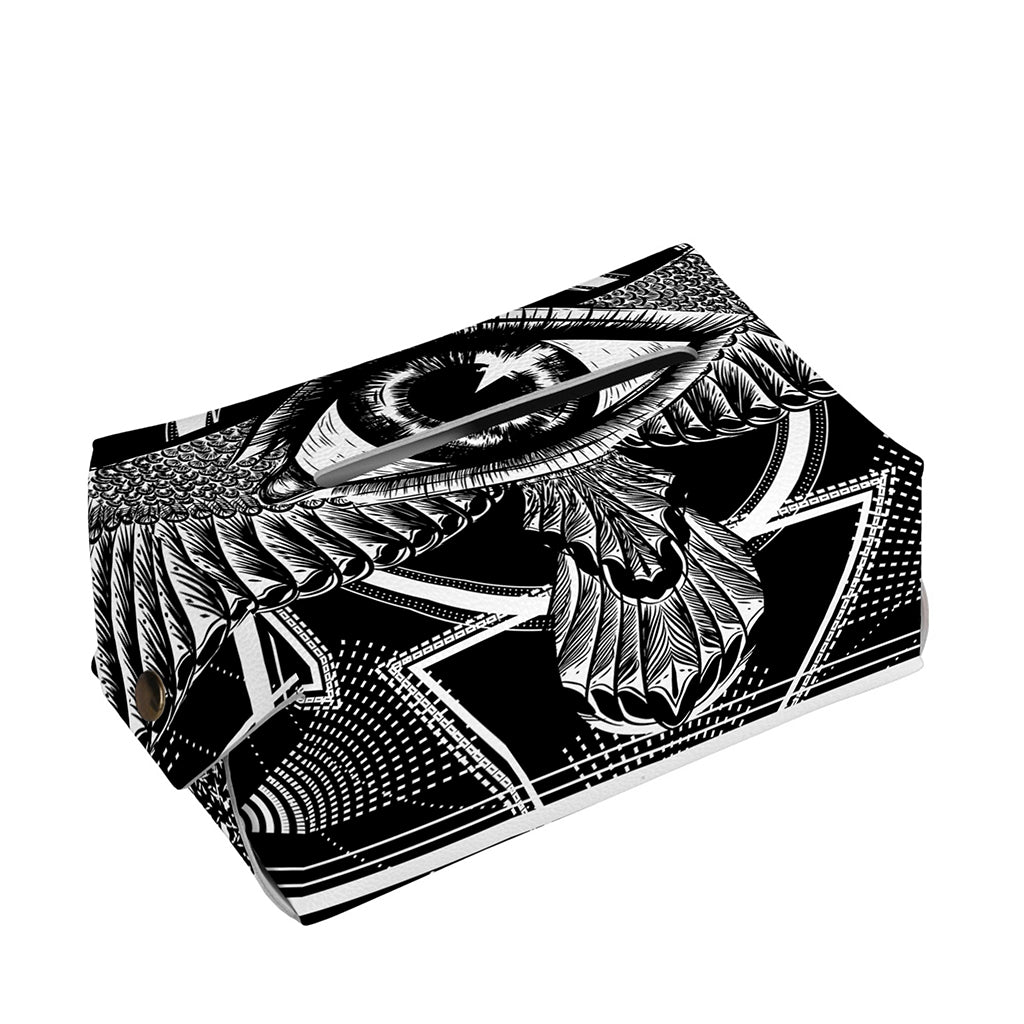 Black And White All Seeing Eye Print Rectangle Tissue Box Cover