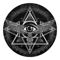 Black And White All Seeing Eye Print Round Blanket