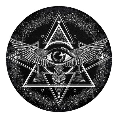 Black And White All Seeing Eye Print Round Blanket