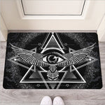 Black And White All Seeing Eye Print Rubber Doormat
