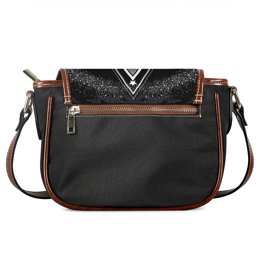 Black And White All Seeing Eye Print Saddle Bag