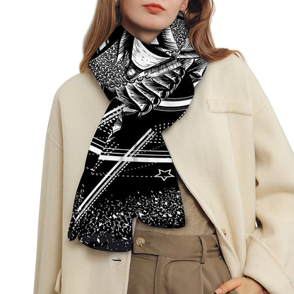 Black And White All Seeing Eye Print Scarf
