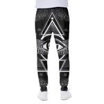 Black And White All Seeing Eye Print Scuba Joggers