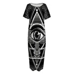 Black And White All Seeing Eye Print Short Sleeve Long Nightdress