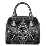 Black And White All Seeing Eye Print Shoulder Handbag