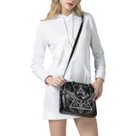 Black And White All Seeing Eye Print Shoulder Handbag