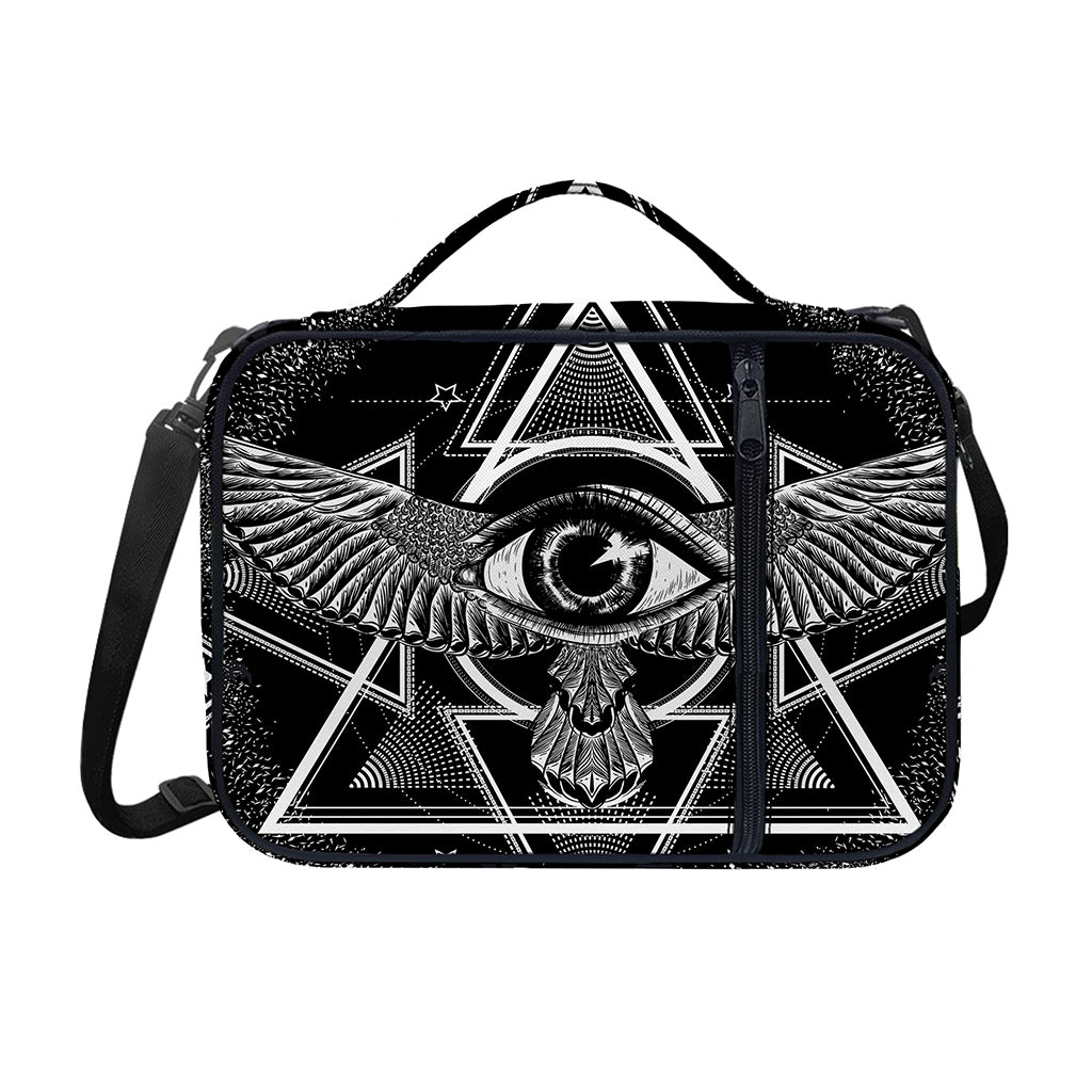 Black And White All Seeing Eye Print Shoulder Strap Bible Bag