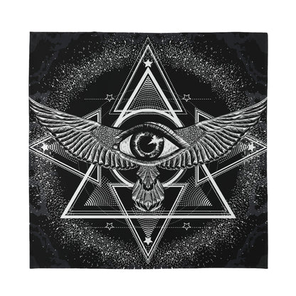 Black And White All Seeing Eye Print Silk Bandana