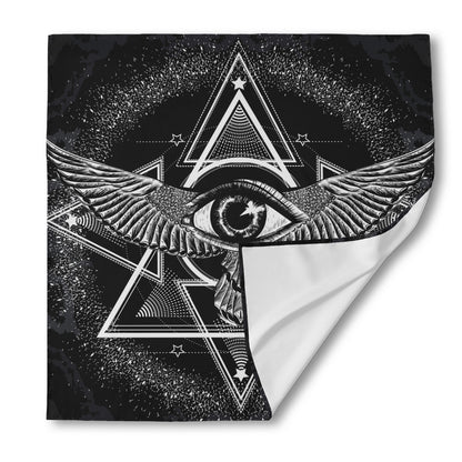 Black And White All Seeing Eye Print Silk Bandana
