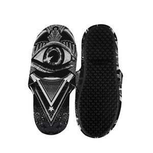 Black And White All Seeing Eye Print Slippers