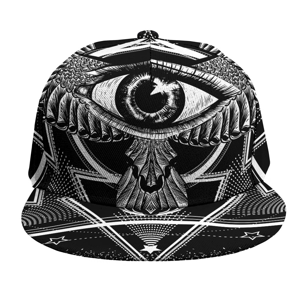 Black And White All Seeing Eye Print Snapback Cap