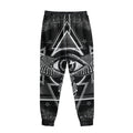 Black And White All Seeing Eye Print Sweatpants
