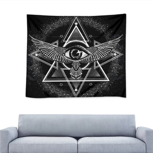 Black And White All Seeing Eye Print Tapestry