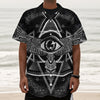 Black And White All Seeing Eye Print Textured Short Sleeve Shirt