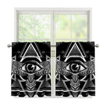 Black And White All Seeing Eye Print Tier Curtains