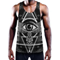 Black And White All Seeing Eye Print Men's Workout Tank Top