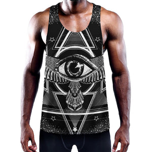 Black And White All Seeing Eye Print Training Tank Top