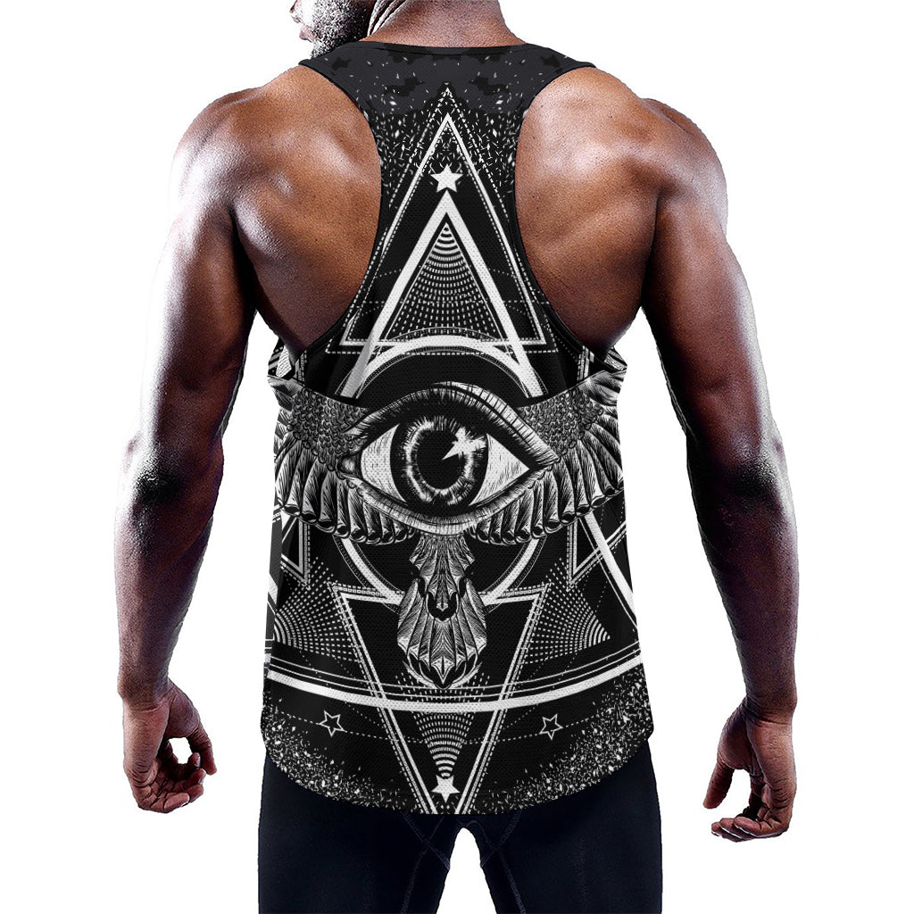 Black And White All Seeing Eye Print Training Tank Top