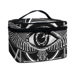 Black And White All Seeing Eye Print Travel Makeup Bag