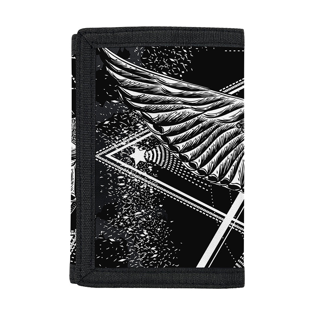 Black And White All Seeing Eye Print Trifold Wallet