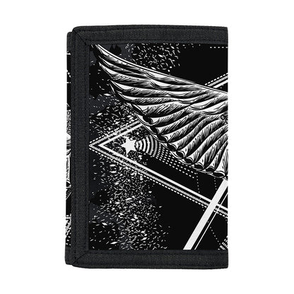 Black And White All Seeing Eye Print Trifold Wallet