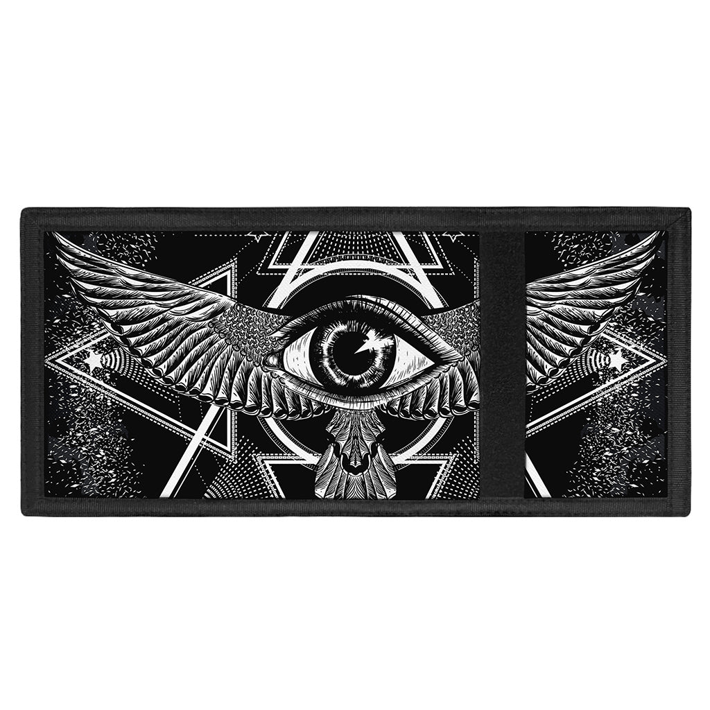 Black And White All Seeing Eye Print Trifold Wallet