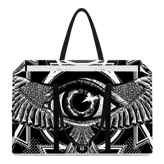Black And White All Seeing Eye Print Utility Tote Bag