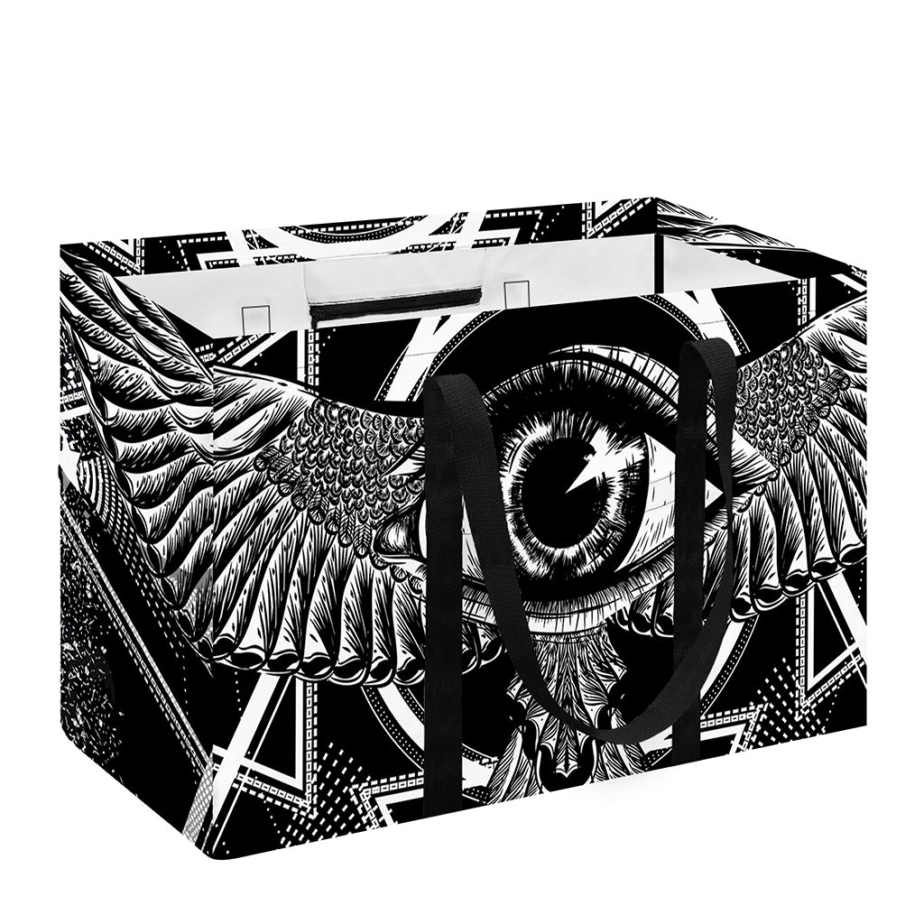 Black And White All Seeing Eye Print Utility Tote Bag
