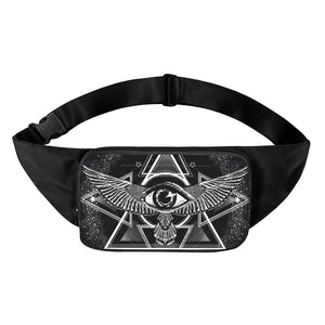 Black And White All Seeing Eye Print Waist Bag