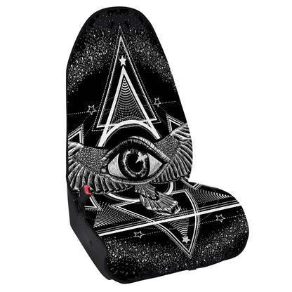 Black And White All Seeing Eye Print Waterproof Car Seat Cover