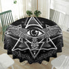 Black And White All Seeing Eye Print Waterproof Round Tablecloth