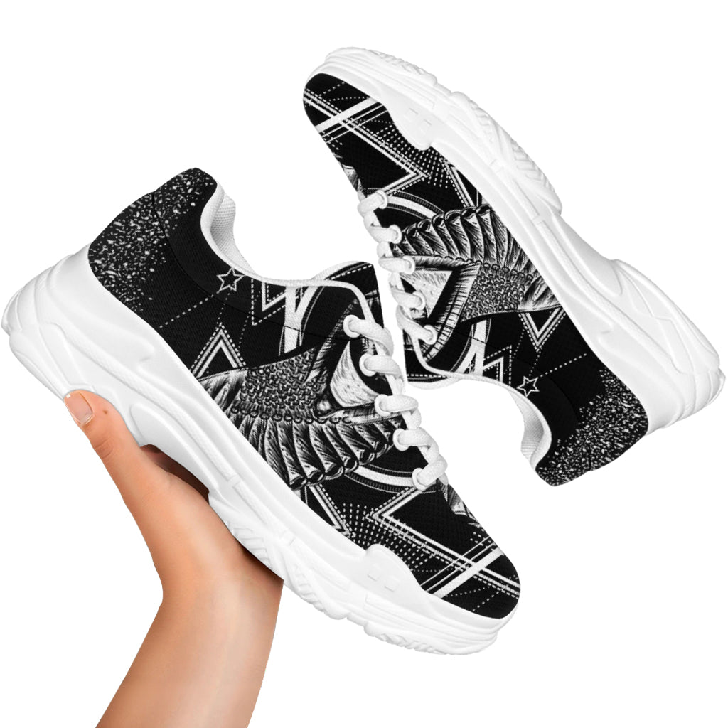 Black And White All Seeing Eye Print White Chunky Shoes
