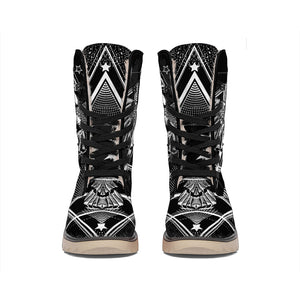 Black And White All Seeing Eye Print Winter Boots