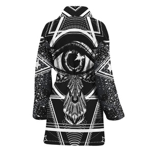 Black And White All Seeing Eye Print Women's Bathrobe