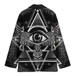 Black And White All Seeing Eye Print Women's Blazer