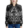 Black And White All Seeing Eye Print Women's Bomber Jacket