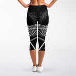 Black And White All Seeing Eye Print Women's Capri Leggings