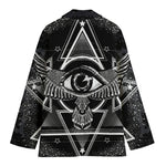 Black And White All Seeing Eye Print Women's Cotton Blazer