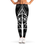 Black And White All Seeing Eye Print Women's Leggings