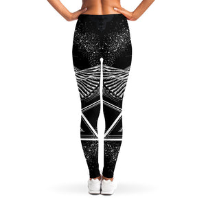 Black And White All Seeing Eye Print Women's Leggings