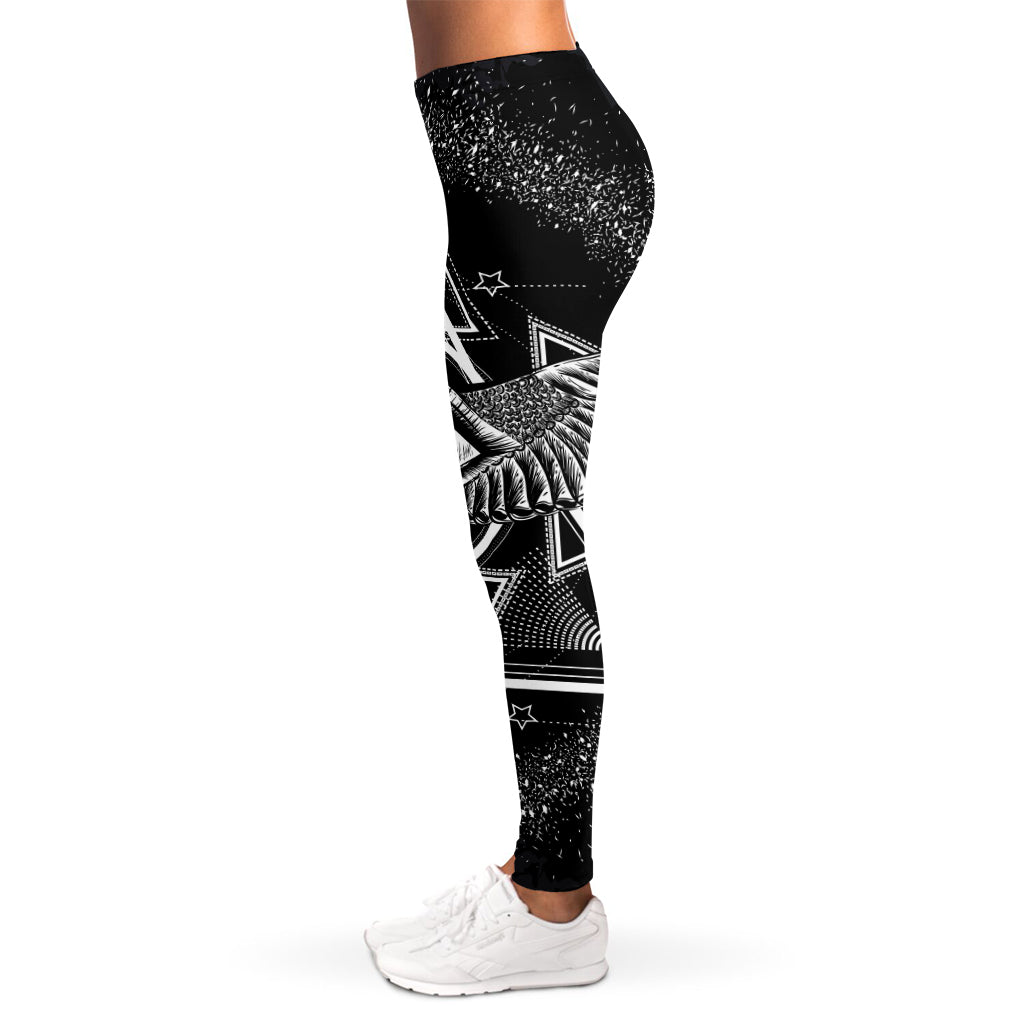 Black And White All Seeing Eye Print Women's Leggings