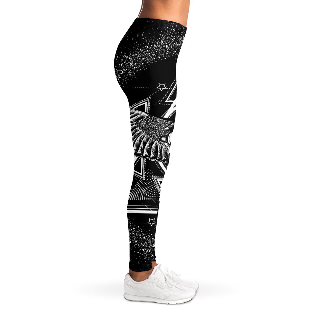 Black And White All Seeing Eye Print Women's Leggings