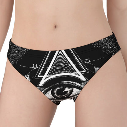 Black And White All Seeing Eye Print Women's Panties