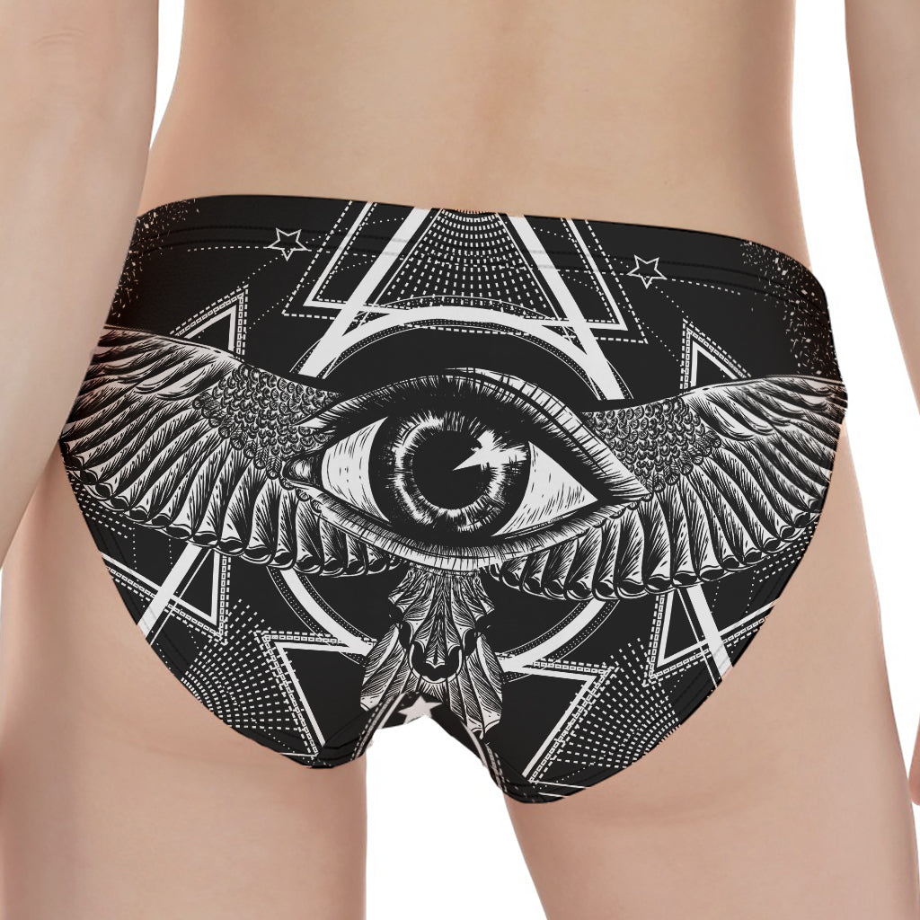 Black And White All Seeing Eye Print Women's Panties