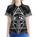 Black And White All Seeing Eye Print Women's Polo Shirt