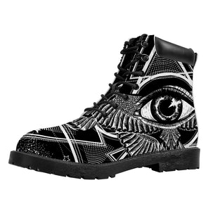 Black And White All Seeing Eye Print Work Boots