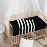 Black And White American Flag Print Baby Crib Sheet