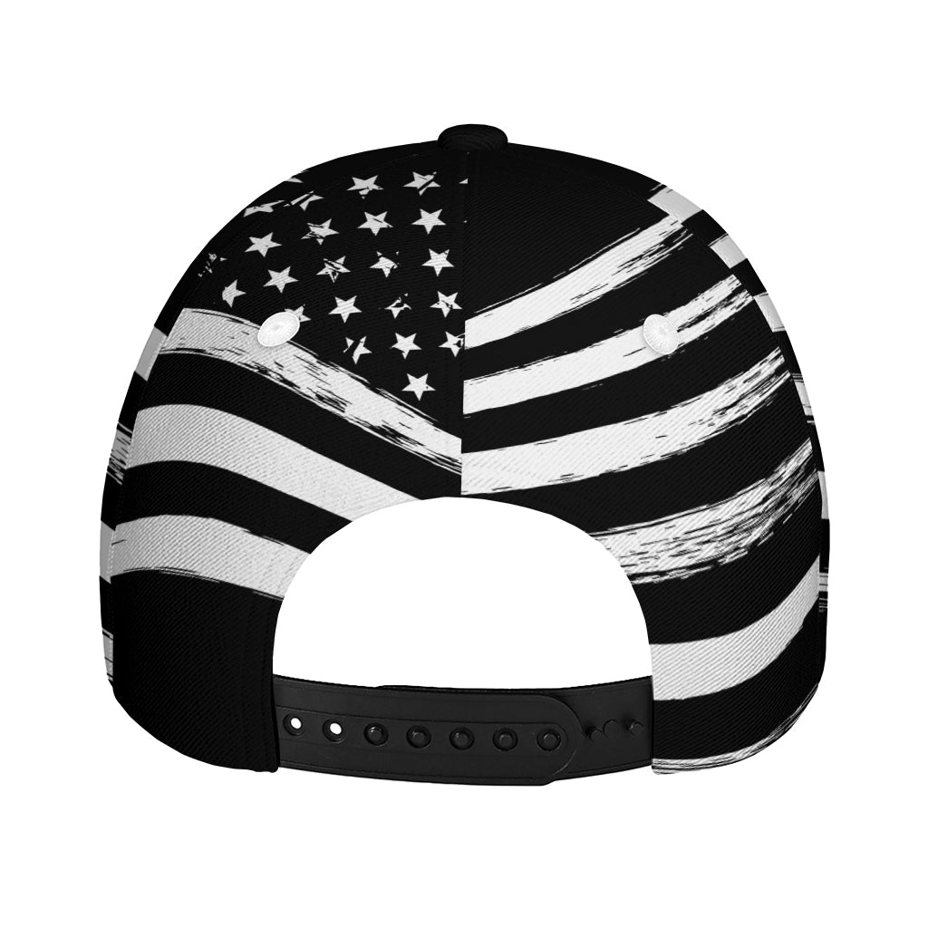 Black And White American Flag Print Baseball Cap